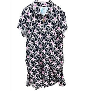 NEW BEACHTIME starfish zip front ruffle hem dress in black